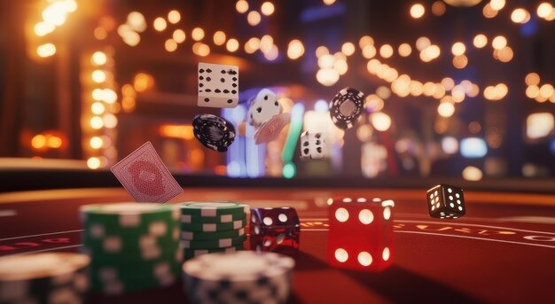 Community cards on the board during Casino Hold'em play